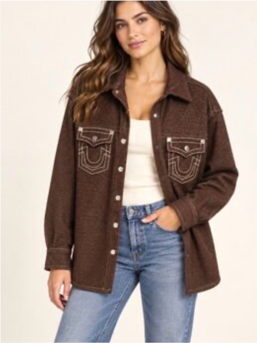 True Religion Women’s Brown Corduroy BF Shacket - NWT Small